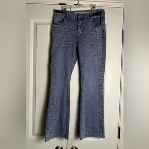 Copper Flash SZ 6 Curvy Blue Denim Rhinestones Jeans Raw Hem